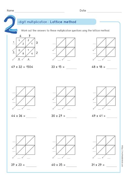 lattice multiplication worksheets|Lattice multiplication worksheets PDF .